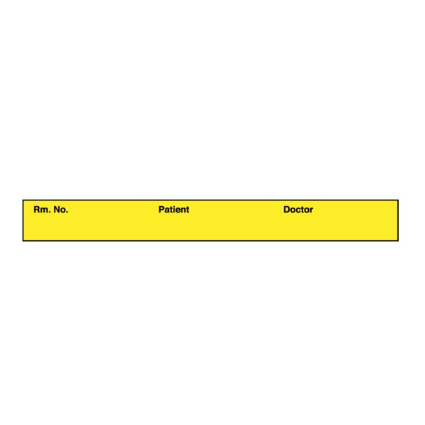 Printed Chart Tape - Rm No Patient Doctor 1/2 Yellow w/Black, PK6